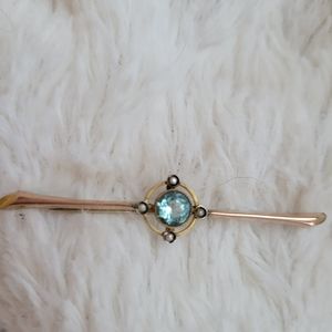 Vintage Aquamarine & Seed Pearl Brooch